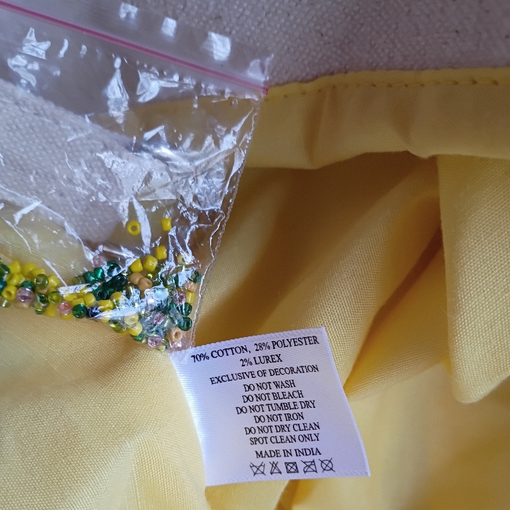 NEW America & Beyond Beaded Lemon Pom Pom Woven Cotton Summer Travel Beach Tote - Picture 16 of 16